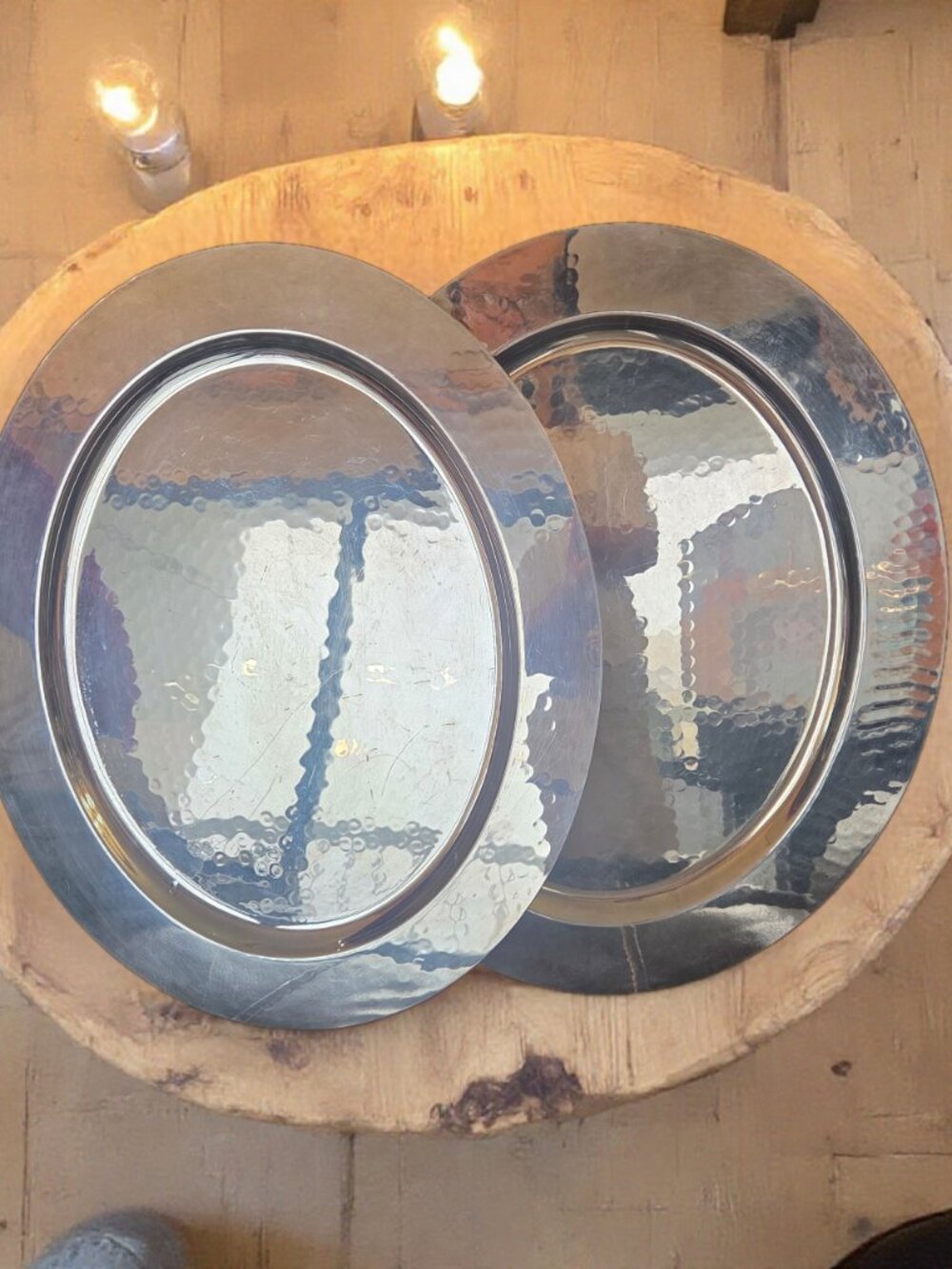 Vintage Italian Silver Plated Oval Serving Platters 19" Large Set of 2 Italy